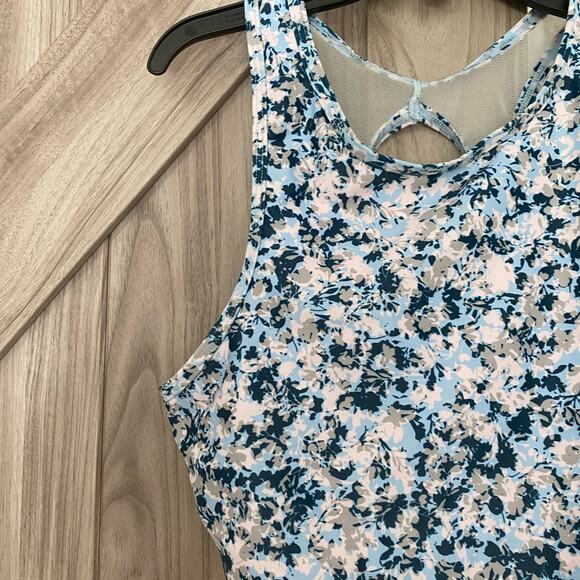 NWT Z by Zella blue cerulean floral swim top - Picture 2 of 4